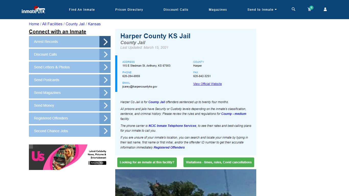 Harper County KS Jail - Inmate Locator - Anthony, KS